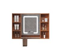Armoire à Pharmacie pour Salle de Bain avec Miroir et éclairage LED, Armoire de Garage Murale, Armoire de Rangement rectangulaire Extra Large, pour Salle de Bain et Salon, chêne Naturel (98