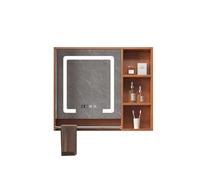 Armoire à Pharmacie pour Salle de Bain avec Miroir et éclairage LED, Armoire de Garage Murale, Armoire de Rangement rectangulaire Extra Large, pour Salle de Bain et Salon, chêne Naturel (68