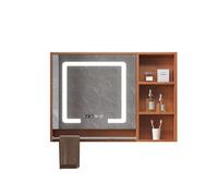 Armoire à Pharmacie pour Salle de Bain avec Miroir et éclairage LED, Armoire de Garage Murale, Armoire de Rangement rectangulaire Extra Large, pour Salle de Bain et Salon, chêne Naturel (88