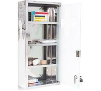 relaxdays Armoire à Pharmacie en INOX magnétique l x H x P: 27 x 57 x 12 cm Urgence Premiers Soins Porte en Verre Opale. Gris argenté, métal, 57 x 27 x 12 cm