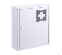 Relaxdays Armoire à pharmacie verrouillable, 3 compartiments, 36x31,5x10 cm, blanc/gris