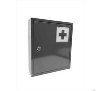Armoire à pharmacie Relaxdays, verrouillable, 3 étagères, H x L x P : 36 x 31 x 10 cm, pour médicaments, armoire grise