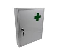Armoire à Pharmacie Relaxdays, verrouillable, 5 étagères, H x L x P : 43 x 35,5 x 8 cm, pour médicaments, Blanche/Verte
