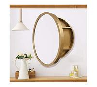 Armoire à Pharmacie Ronde avec Miroir - Miroir de Salle de Bain Mural avec Rangement, Cadre en Bois, Armoire à Pharmacie coulissante à 3 Niveaux pour Chambre à Coucher