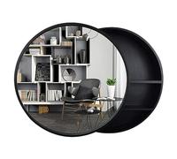 Armoire à Pharmacie Ronde Murale avec Miroir, étagères de Rangement pour Salle de Bain avec Cadre en Bois à Fermeture Douce, 3 Niveaux, Armoire à Miroir à Portes coulissantes pour la décorat