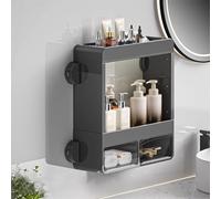 Armoire à Pharmacie Salle de Bain Tiroirs Doubles Meuble Mural Salle de Bain Rangement Arrondi Placard Commode Moderne Matière Plastique pour Cuisine(B,34.9 * 12.3 * 40cm)