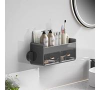 Armoire à Pharmacie Salle de Bain Tiroirs Doubles Meuble Mural Salle de Bain Rangement Arrondi Placard Commode Moderne Matière Plastique pour Cuisine(B,34.9 * 12.3 * 15.7cm)