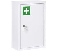 HomCom Armoire à pharmacie murale en acier 3 niveaux porte verrouillable 2 clés 30x14x46 cm blanc
