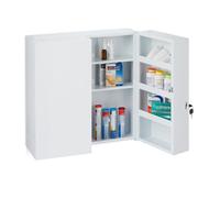 Relaxdays Armoire à Pharmacie XXL, Buffet médicaments à Deux Portes, en Acier, 11 casiers, verrouillable,53x52,5cm.Blanc