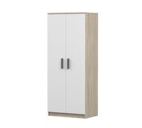 Armoire à portes battantes JONAS 06 - Armoire pour enfants 80 cm Sonoma/blanc avec poignées grises