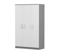 Armoire à portes battantes pour enfants 120 cm JONAS 19 gris/blanc avec poignées blanches
