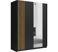 Armoire à portes coulissantes 150 cm - noir et chêne - Collection VARIA