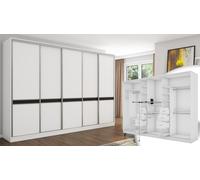 Armoire à portes coulissantes 5D/340 en chêne huilé avec miroir et ferrures métalliques