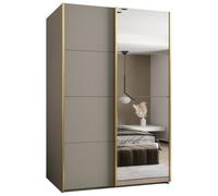 Armoire à portes coulissantes - ABIKSMEBLE LUX 3 - avec miroir 245,5x100x64cm, corps Cachemire, façade Cachemire, poignées Or