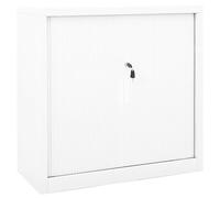 Armoire à Portes Coulissantes Acier Blanc 90x40x90 cm 2 Étagères Réglables Verrou