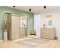 Armoire à portes coulissantes Armoire 183 cm avec un miroir Commode 135 cm à deux portes avec tiroirs Sonoma/Sonoma Bella 03 /Frida 01 2er-Set