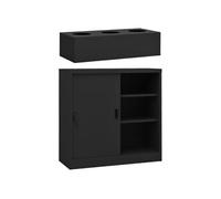 Armoire à portes coulissantes avec jardinière Anthracite Acier