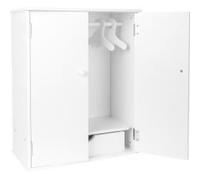 small foot Armoire à poupées en bois blanc, avec accessoires tels qu'une tringle à vêtements et un cintre, en plus des accessoires pour poupées, 11213, 40 x 20 x 53 cm, Petit