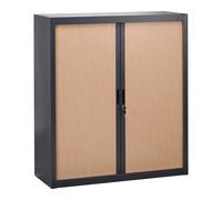 Armoire à rideaux anthracite/hêtre démontable Bruneau 136 x 120 cm - Armoires métal - Bruneau