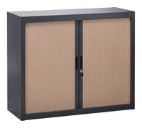 Armoire à rideaux démontables Bruneau 100 x 120 cm corps anthracite / portes chêne clair - Armoires métal - Bruneau