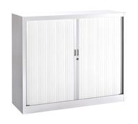 Armoire à rideaux métal Classtout - H.100 x L.120 cm - Corps Blanc - Rideaux Blanc