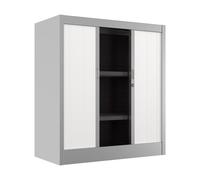 Armoire à rideaux métal Classtout - H.100 x L.90 cm - Corps Aluminium - Rideaux Blanc