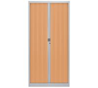 Armoire à rideaux métal Classtout - H.180 x L.90 cm - Corps Aluminium - Rideaux Hêtre
