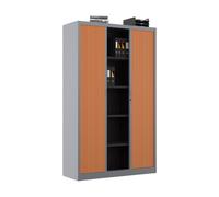 Armoire à rideaux métal Classtout - H.198 x L.120 cm - Corps Aluminium - Rideaux Hêtre