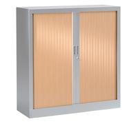 Armoire à rideaux métal monobloc Généric - H.100 x L.100 cm - Corps Aluminium - Rideaux Hêtre