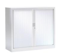Armoire à rideaux métal monobloc Généric - H.100 x L.100 cm - Corps Blanc - Rideaux Blanc