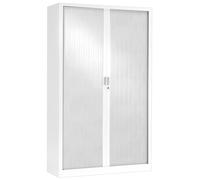 Armoire à rideaux métal monobloc Généric - H.198 x L.100 cm - Corps Blanc - Rideaux Blanc