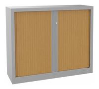 Armoire à rideaux métal monobloc Natura NF - H.100 x L.120 cm - Corps Aluminium - Rideaux Hêtre