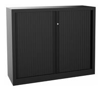 Armoire à rideaux métal monobloc Natura NF - H.100 x L.120 cm - Corps Noir - Rideaux Noir
