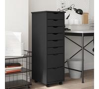 Armoire à roulettes avec tiroirs MOSS Gris Pin massif