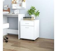 vidaXL Armoire à roulettes – Meuble de rangement blanc en bois d'ingénierie