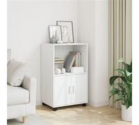 vidaXL Armoire à roulettes blanche 55x40x91 cm en bois d’ingénierie 853182