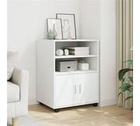 vidaXL Armoire à roulettes Blanc 60x48x81 cm Bois d’ingénierie, classeur, Armoire de classement pour Maison, classeur pour Bureau à Domicile