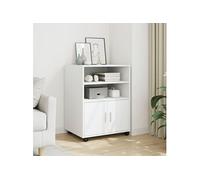 vidaXL Armoire à roulettes Blanc 60x48x81 cm Bois d’ingénierie, classeur, Armoire de classement pour Maison, classeur pour Bureau à Domicile