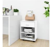 vidaXL Armoire à roulettes Blanc brillant Bois d'ingénierie 46x36x59 cm