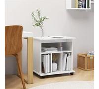 Armoire à Roulettes, Meuble de Rangement, Organisateur de Bureau Salle de Séjour Salon Maison Intérieur, Blanc Brillant Bois d'Ingénierie