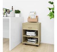 Armoire à roulettes en chêne Sonoma - 46 x 36 x 59 cm - Étagères de rangement en bois multicouche pour intérieur et extérieur - Meuble de rangement pour balais - Solution polyvalente