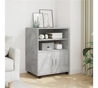 vidaXL Armoire à roulettes de classement 60x48x81 cm Bois d'ingénierie Gris béton