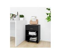 Vidaxl Armoire À Roulettes Noir 46x36x59 Cm Bois D'ingénierie Noir