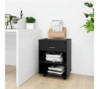 Armoire à Roulettes Rangement Bureau Intérieur Noir Bois d'Ingénierie vidaXL