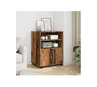 Armoire à roulettes vieux bois 60x48x81 cm bois d ingénierie