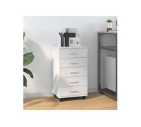 vidaXL Armoire à tiroirs 342673 avec roulettes Blanc brillant Bois ingénierie