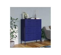 Vidaxl Armoire À Tiroirs Bleu Marine 80x35x101,5 Cm Acier Multicolore