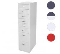 Roll Container Boston T851, Armoire À Tiroirs, 110x28x41cm 8 Tiroirs Gris Foncé Blanc - Gris Foncé Multicolore