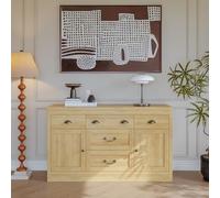 Armoire à tiroirs en Bois, Buffet bas, Meuble de Rangement avec poignée en métal, Commode 5 tiroirs, Chambre d'adultes avec 2 portes, pour Chambre, Salon, Entrée, Bureau (2 portes + 5 tiroirs)