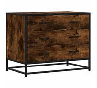 Armoire à tiroirs en chêne fumé - 70 x 41 x 56 cm - Avec structure en métal - 3 tiroirs - Espace de rangement pour chambre à coucher, salon, bureau, couloir et salle à manger - Rangement polyvalent